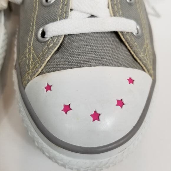 Converse All Star Women's Girls Double Tongue Low Top Sneakers Gray Pink Blue - Picture 5 of 9